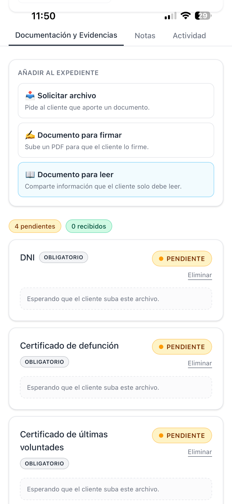 Toda la documentación en un único expediente